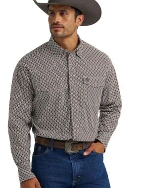 Wrangler X George Strait Collection Troubadour Geometric Print Shirt Size Small